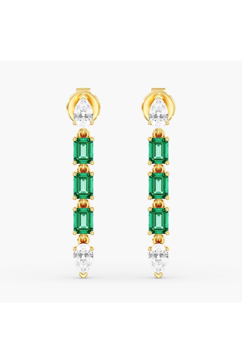 Green Emerald & Pear Lab Diamond Drop in 14K Gold, Alternate, color, Yellow Gold