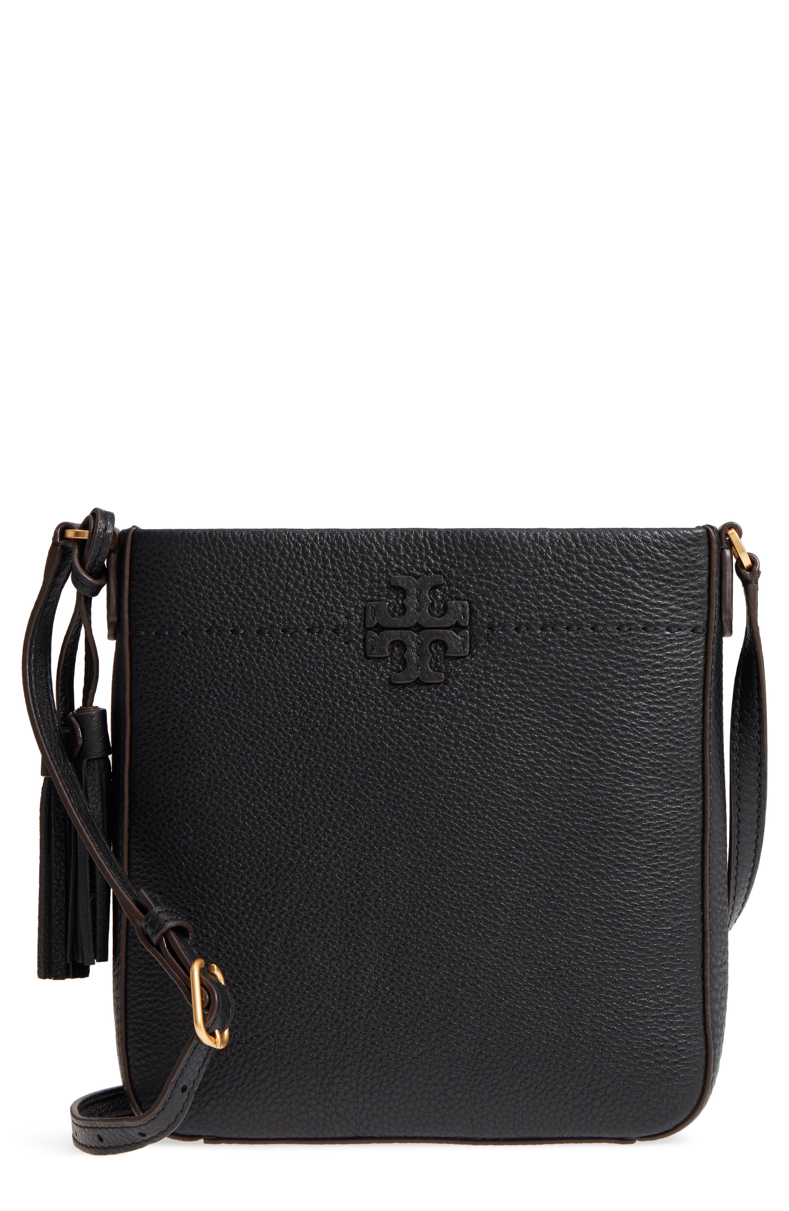 McGraw Leather Crossbody Tote, Main, color, BLACK