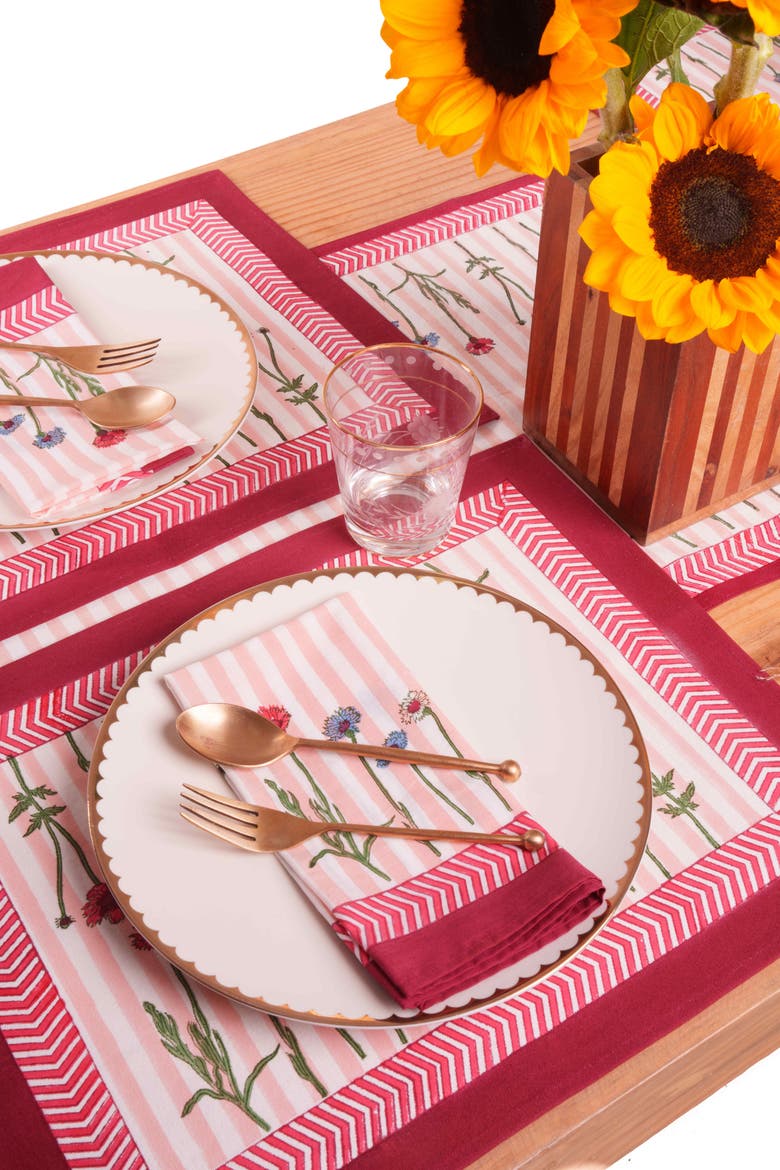 Wildflower Blockprint Napkins - Set of 4, Alternate, color, Multicolor