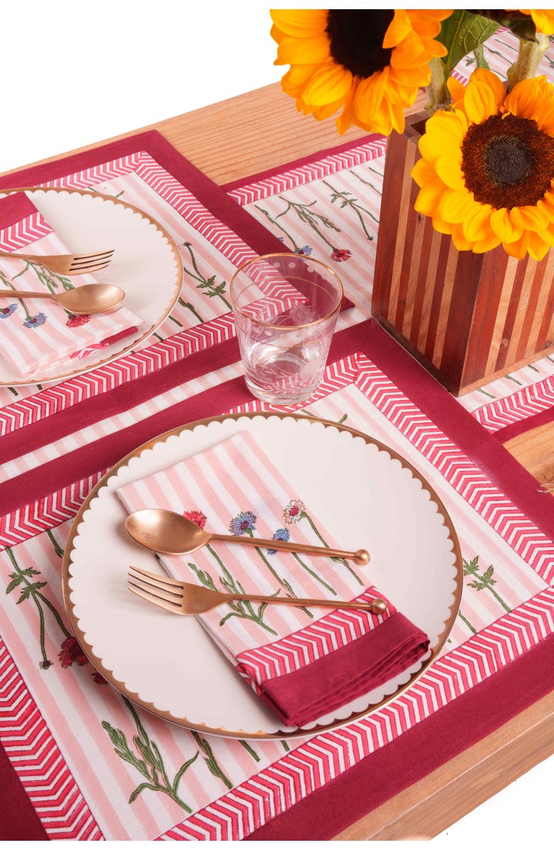 Inner Child Wildflower Blockprint Napkins - Set of 4, Alternate, color, Multicolor