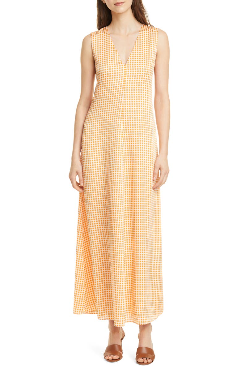 Club Monaco Gingham Soft Swing Maxi Dress, Main, color, 