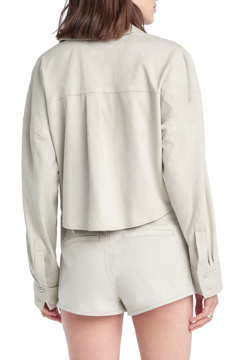 The Ex-Boyfriend Faux Suede Crop Button-Up Shirt, Alternate, color, BONE