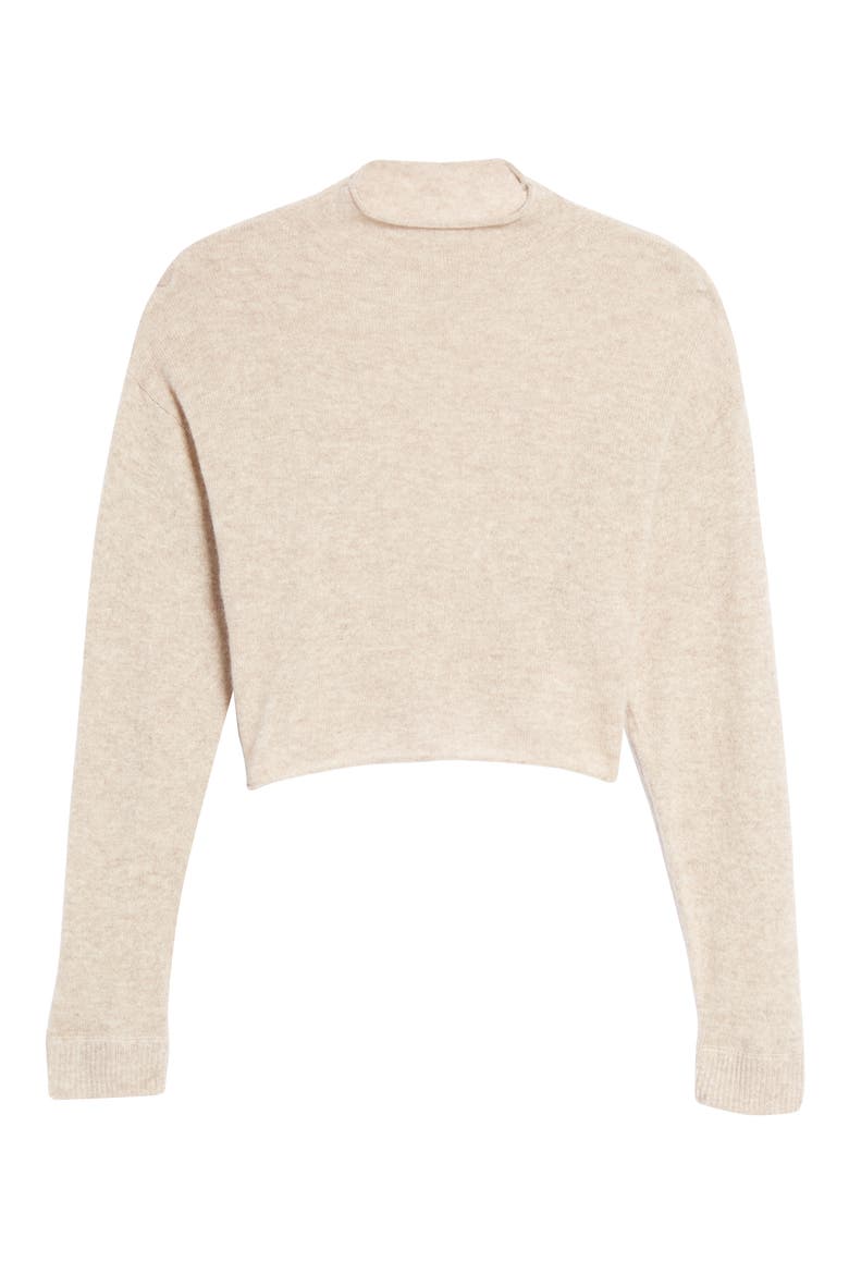 Recycled Cashmere Blend Crop Roll Neck Sweater, Alternate, color, OATMEAL