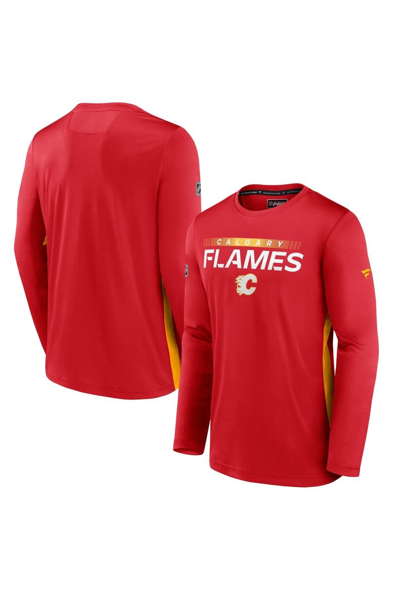 Men's Fanatics Branded Red Calgary Flames Authentic Pro Rink Performance Long Sleeve T-Shirt, Main, color, Red