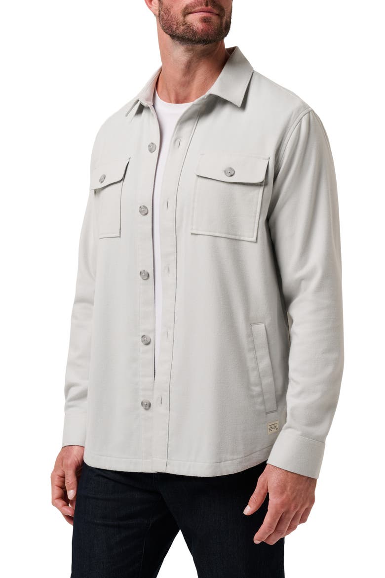 Wanna Bet Stretch Poplin Button-Up Shirt Jacket, Alternate, color, HEATHER LIGHT GREY