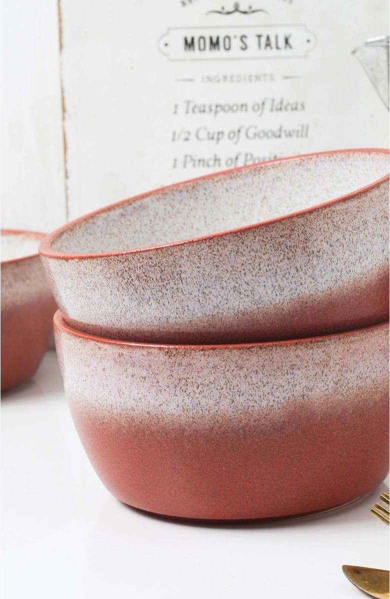 Stone Lain Vince Stoneware 4-Piece Bowl Set, Alternate, color, Red