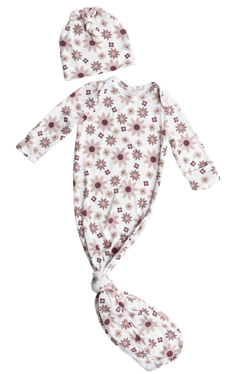 Knotted Baby Gown and Hat