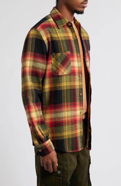 ICECREAM ICECREAM BLOCKY PLAID COTTON FLANNEL BUTTON-UP OVERSHIRT