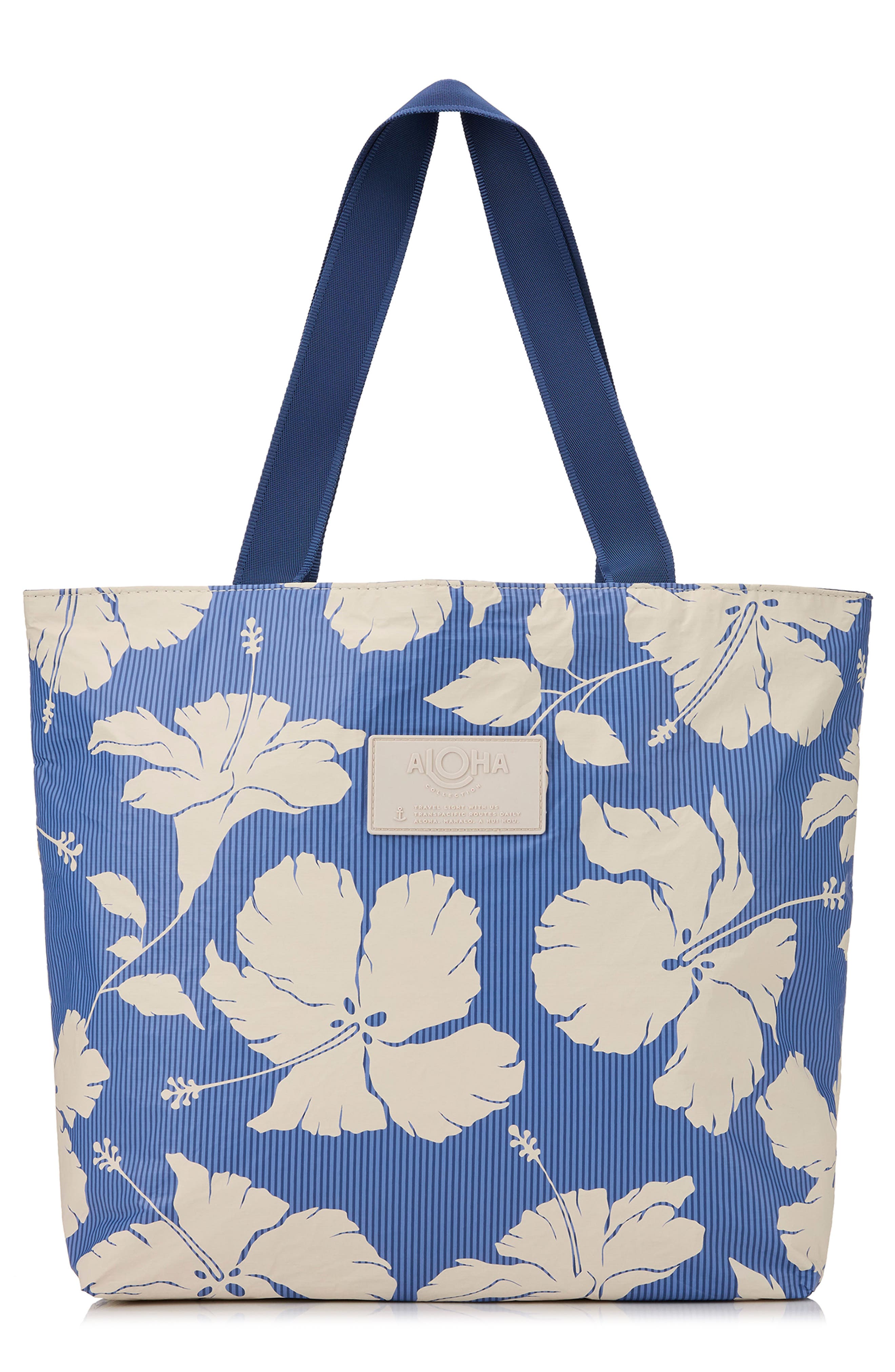 Aloha Collection Day Tripper Salina Tiny Stripe Water Resistant Tyvek<sup>®</sup> Tote, Main, color, Navy