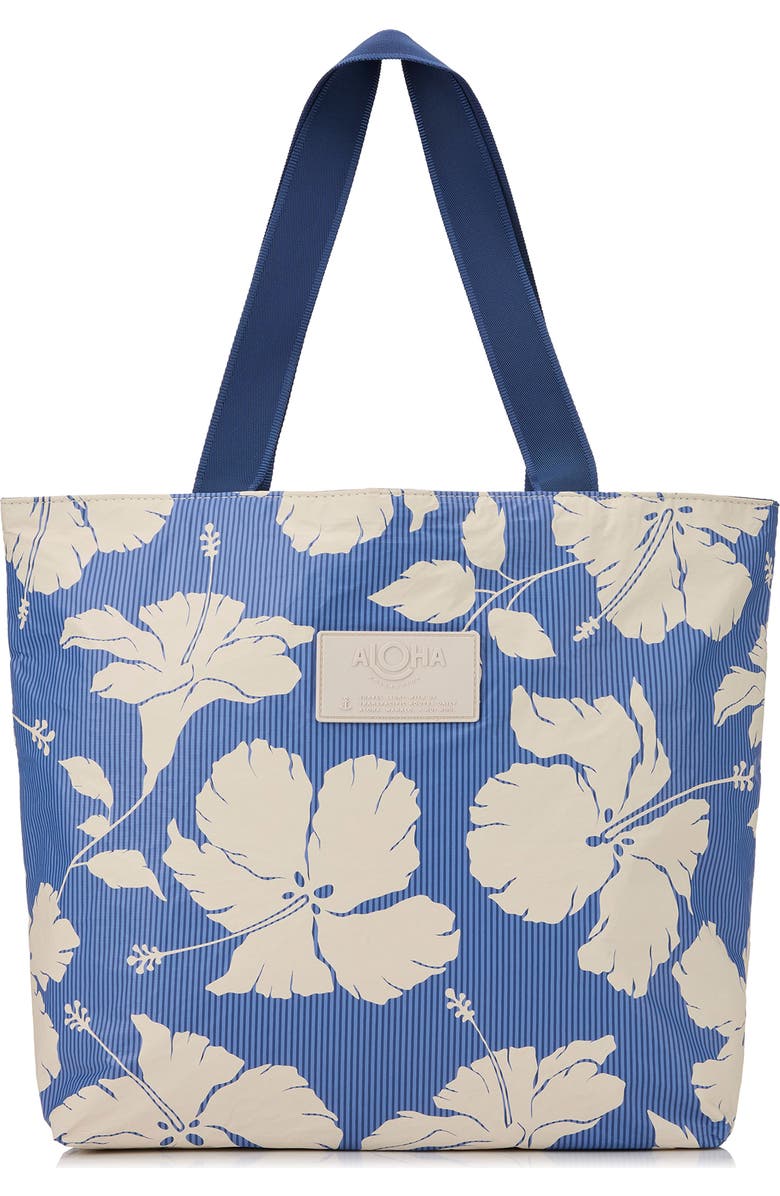 Aloha Collection Day Tripper Salina Tiny Stripe Water Resistant Tyvek<sup>®</sup> Tote, Main, color, Navy