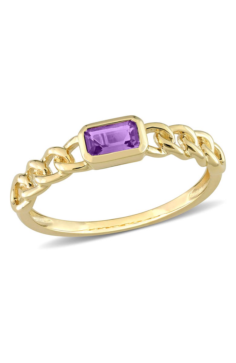 DELMAR 10k Yellow Gold Octagon Amethyst Chain Link Ring, Main, color,