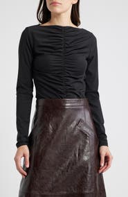 FRAME Ruched Long Sleeve Top