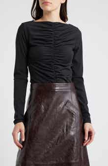 FRAME Ruched Long Sleeve Top