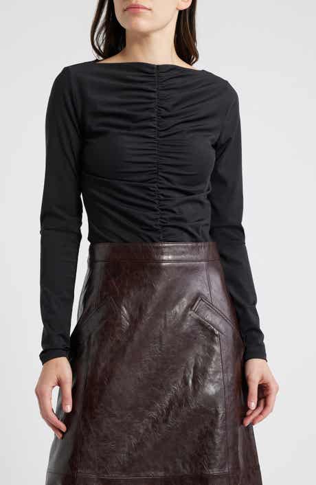 FRAME Ruched Long Sleeve Top