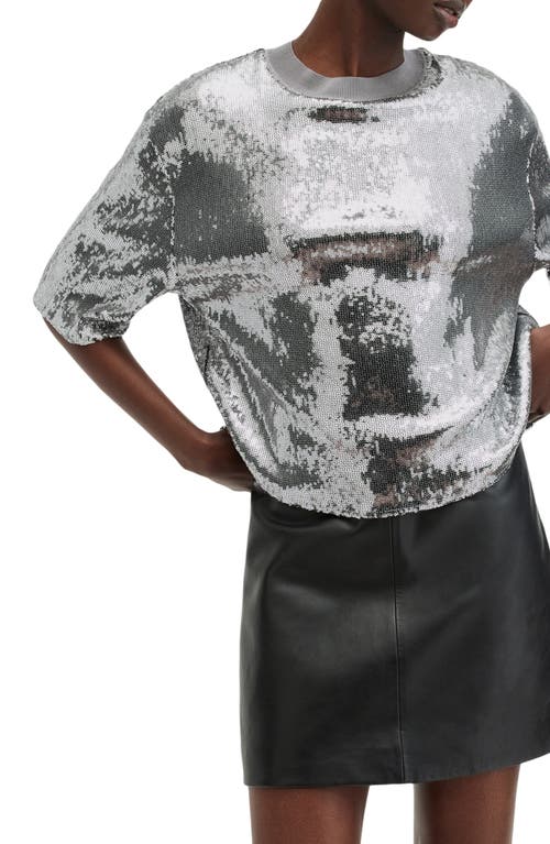 Allsaints Juela Sequin Top In Silver