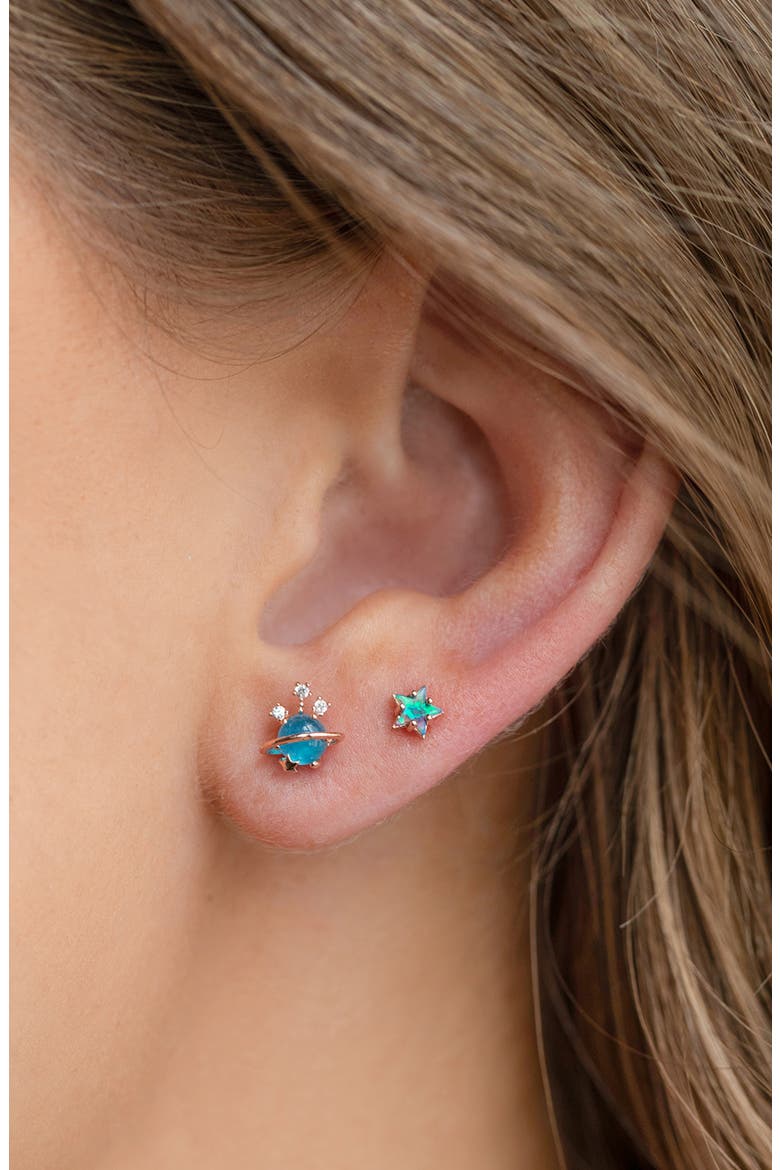 Blue Opal Star Stud Earring, Alternate, color, GOLD