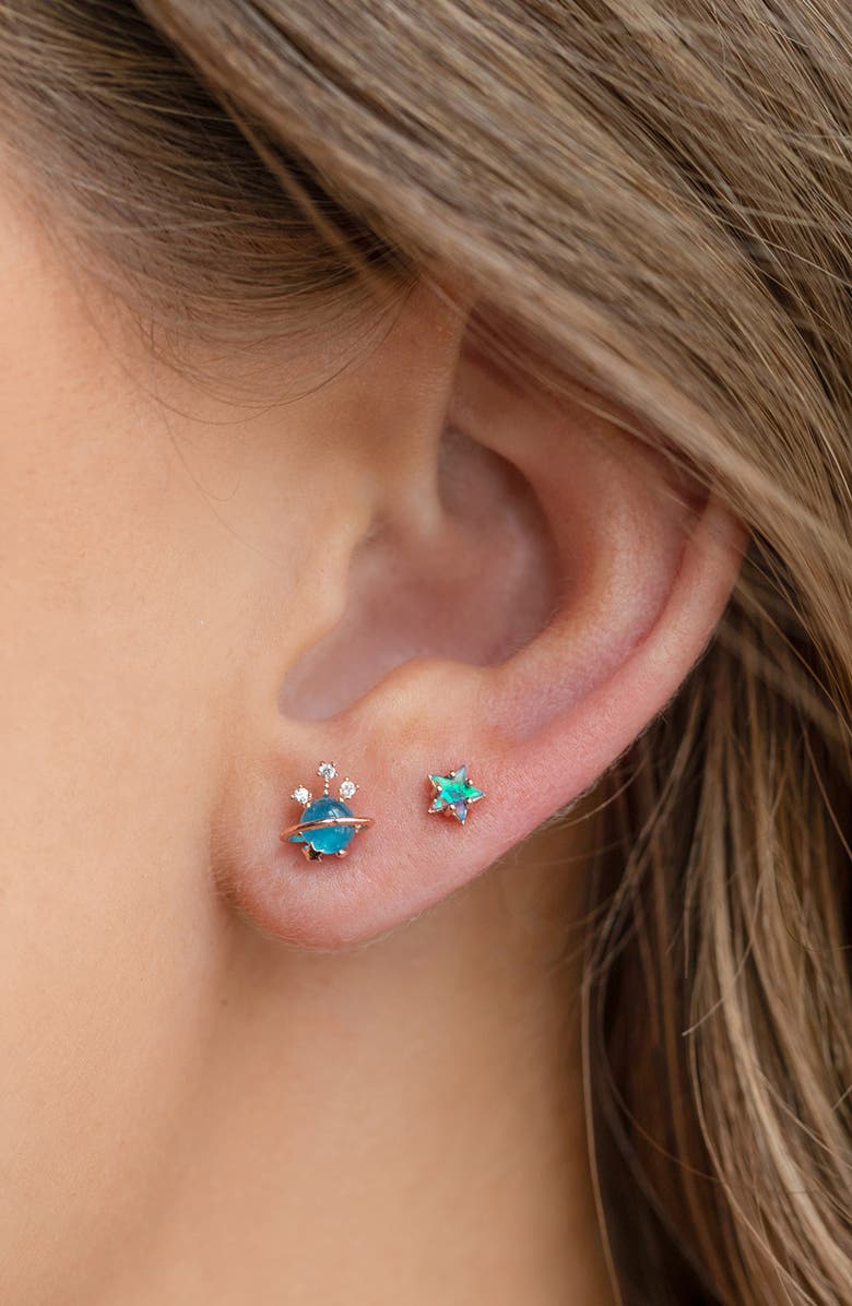 Girls Crew Blue Opal Star Stud Earring, Alternate, color, Gold