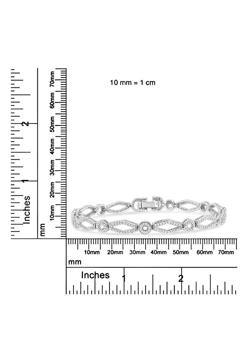 Silver 1 1/2 Cttw Diamond Studded Circle and Kite-Shaped Link Bracelet, Alternate, color, White