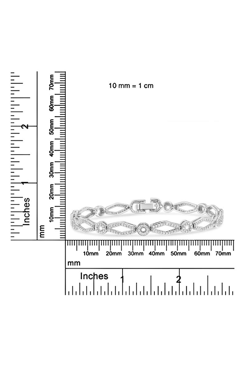 Haus of Brilliance Silver 1 1/2 Cttw Diamond Studded Circle and Kite-Shaped Link Bracelet, Alternate, color, White