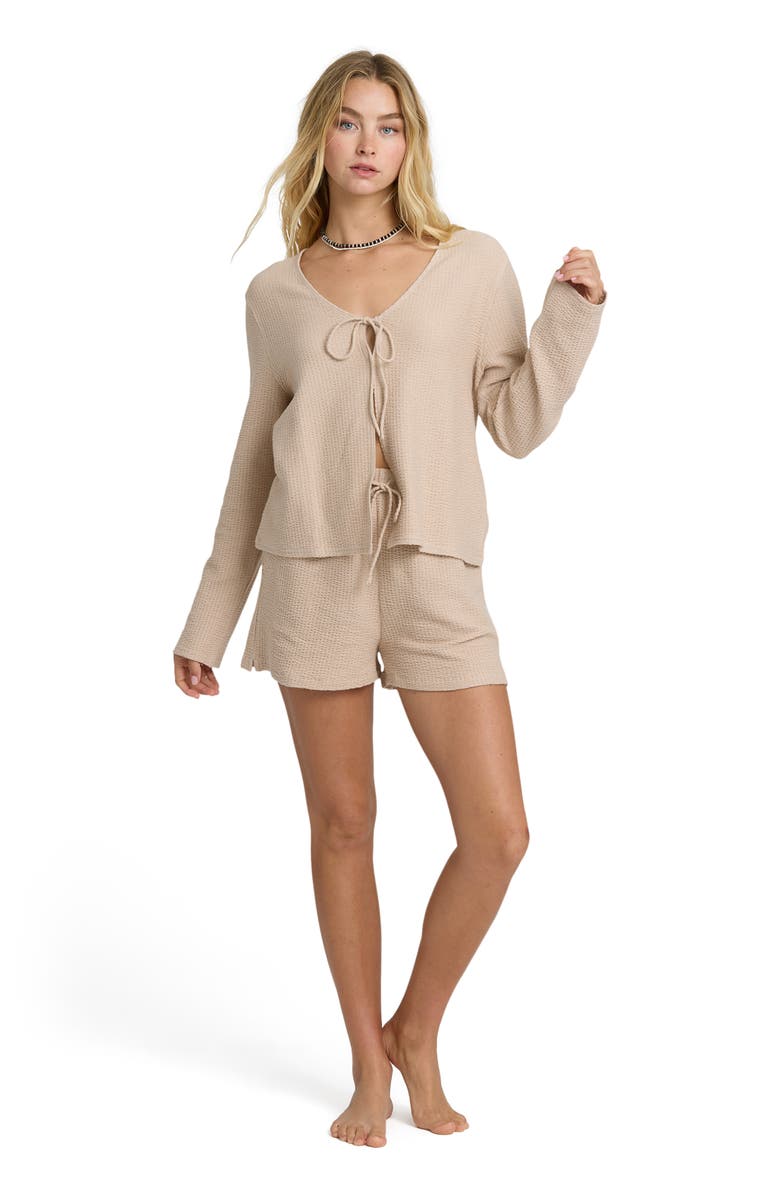 Billabong Maya Textured Tie Front Knit Top, Alternate, color, Oatmeal