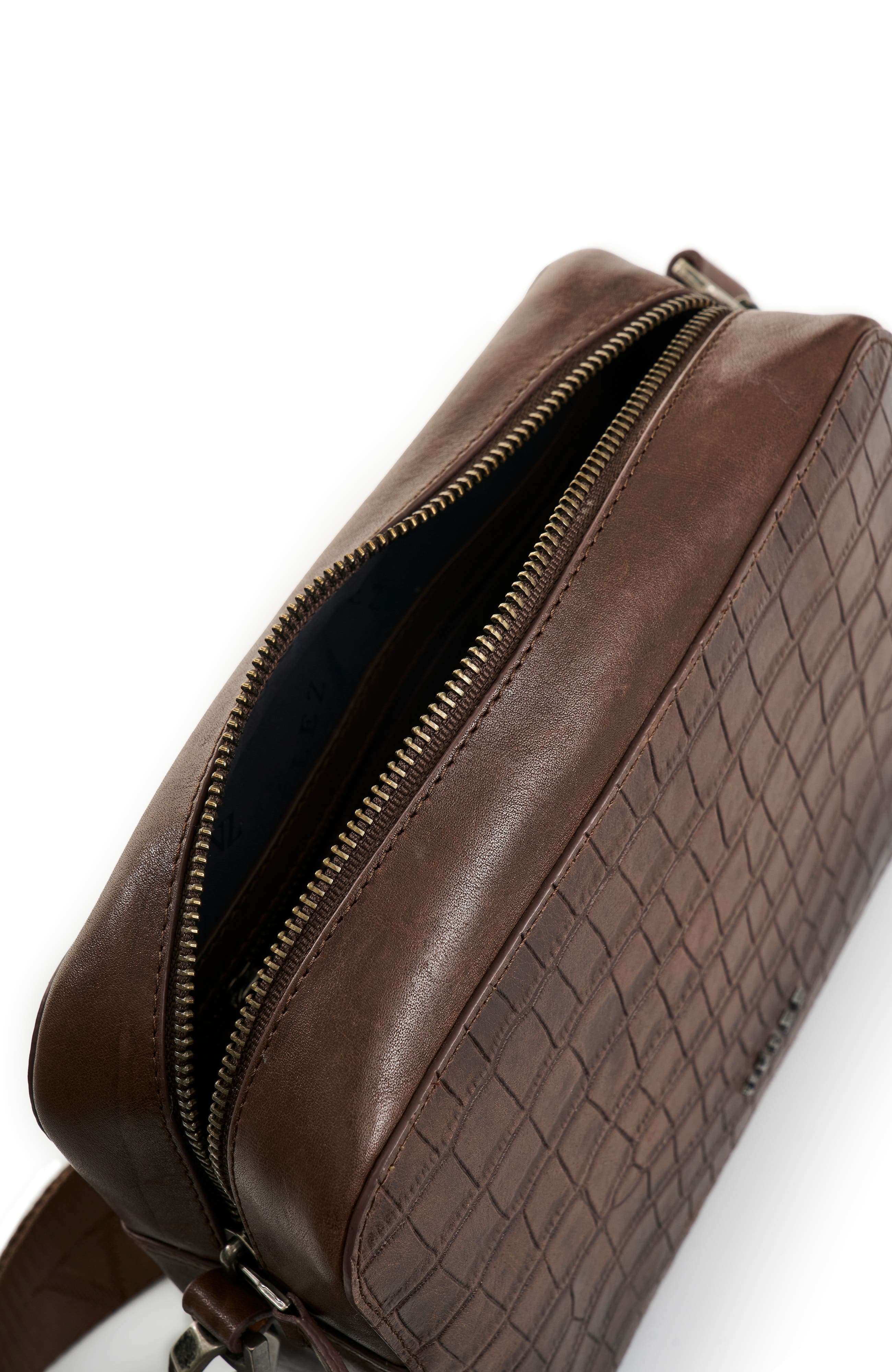 Leather Crossbody Bag  with Adjustable Straps, Alternate, color, Dark Brown