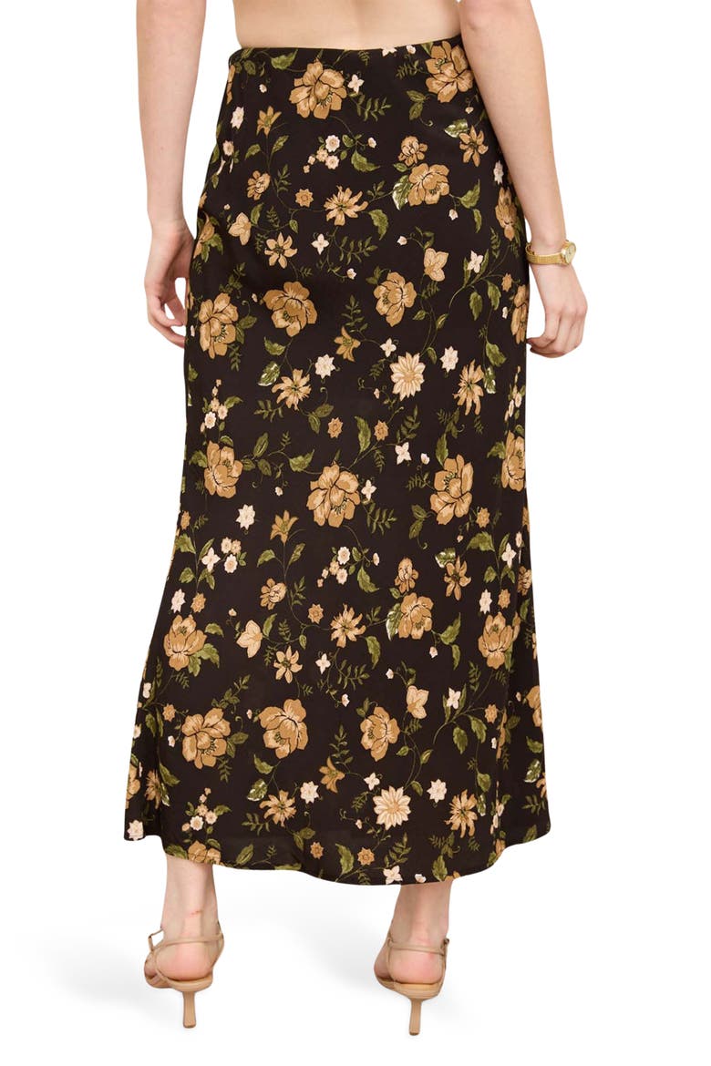 Floral Midi Skirt, Alternate, color, BLACK MULTI