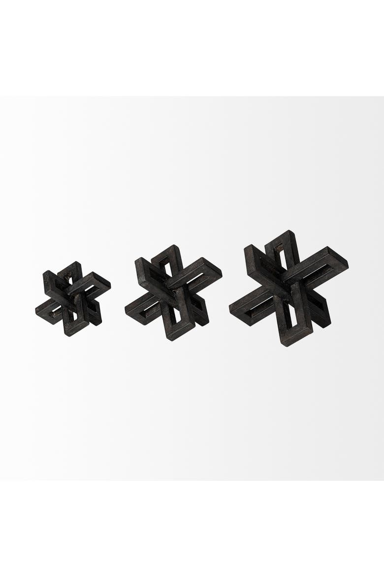 Aleph Set of 3 Metal Jacks, Alternate, color, Black
