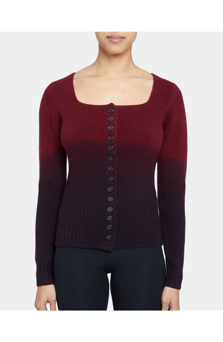 Santorelli RAYE Ombre Ribbed Knit Cardigan in Pure Wool, Main, color, 