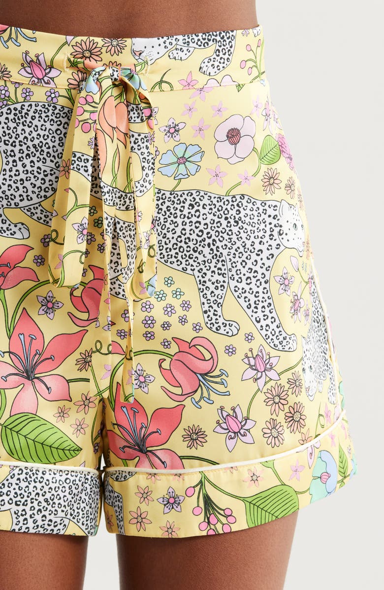 Karen Mabon Snow Leopard Satin Short Pajamas, Alternate, color,