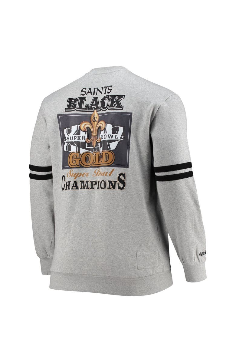 Mitchell & Ness Men's Mitchell & Ness Heathered Gray New Orleans Saints Big & Tall Allover Print Pullover Sweatshirt, Alternate, color,