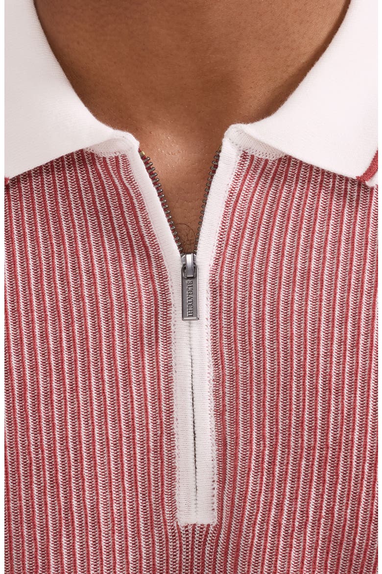 Ottoman Stitch Cotton & Silk Quarter Zip Polo Sweater, Alternate, color, RIO RED
