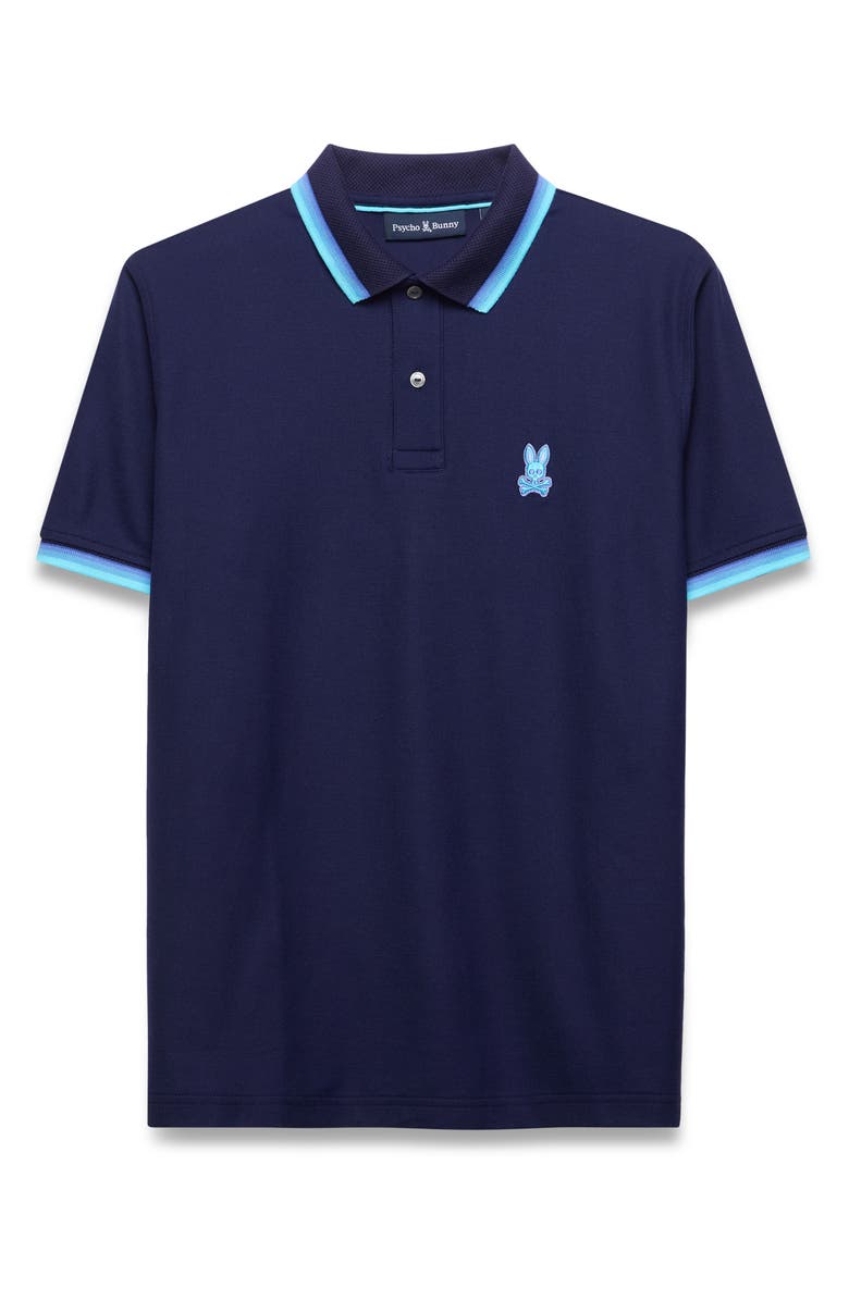 Psycho Bunny Holden Tipped Pima Cotton Piqué Polo, Alternate, color, Evening Blue