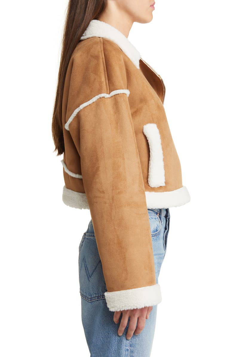 UGG<sup>®</sup> Takara Luxe Fluff Faux Shearling Crop Moto Jacket, Alternate, color, 