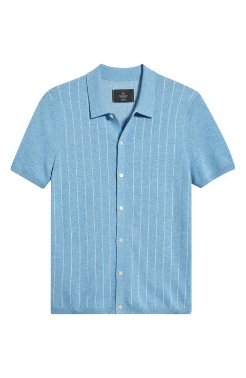 Piazza Stripe Cotton & Linen Blend Button-Up Shirt