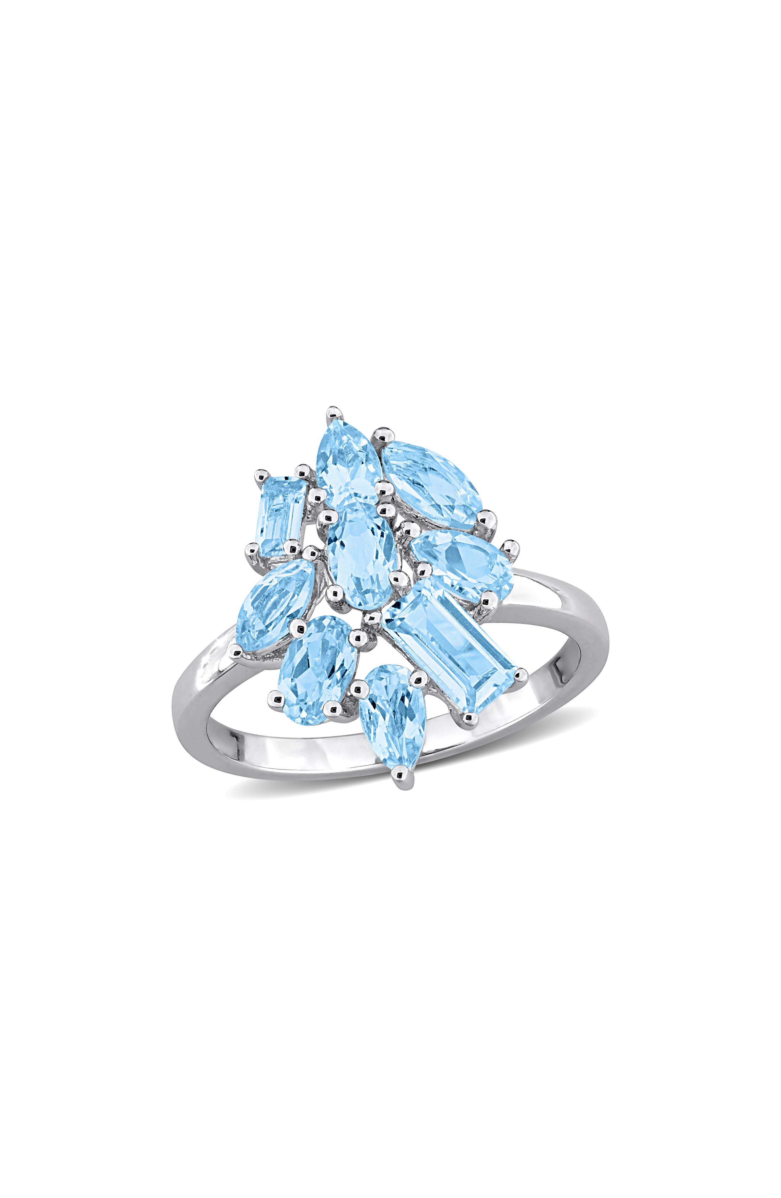 Sky Blue Topaz Multi-Shaped Cluster Ring