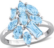 DELMAR Sky Blue Topaz Multi-Shaped Cluster Ring