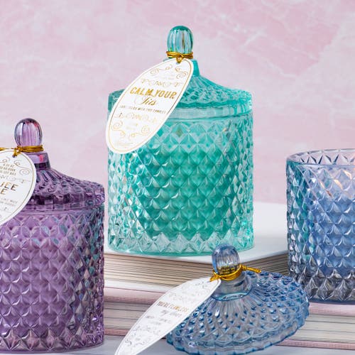 Totalee Gift Crystal Teal Calm Your Tits Candle Wax Blue 6.35 oz Burn Time 30 In Blue