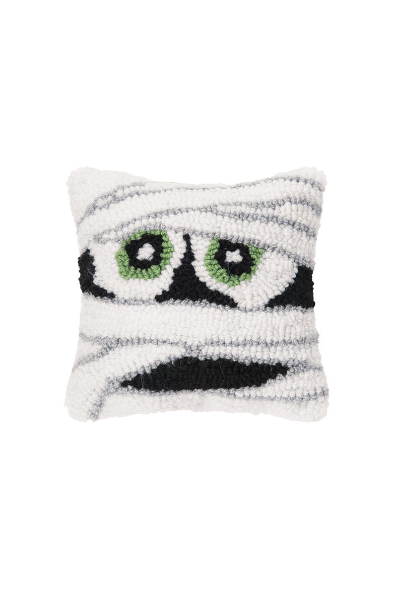 Mummy Face Small Accent Pillow 8" x 8" Fall Halloween Home Decor, Main, color, White