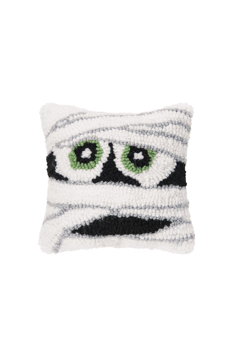 C&F Home Mummy Face Small Accent Pillow 8" x 8" Fall Halloween Home Decor, Main, color, White