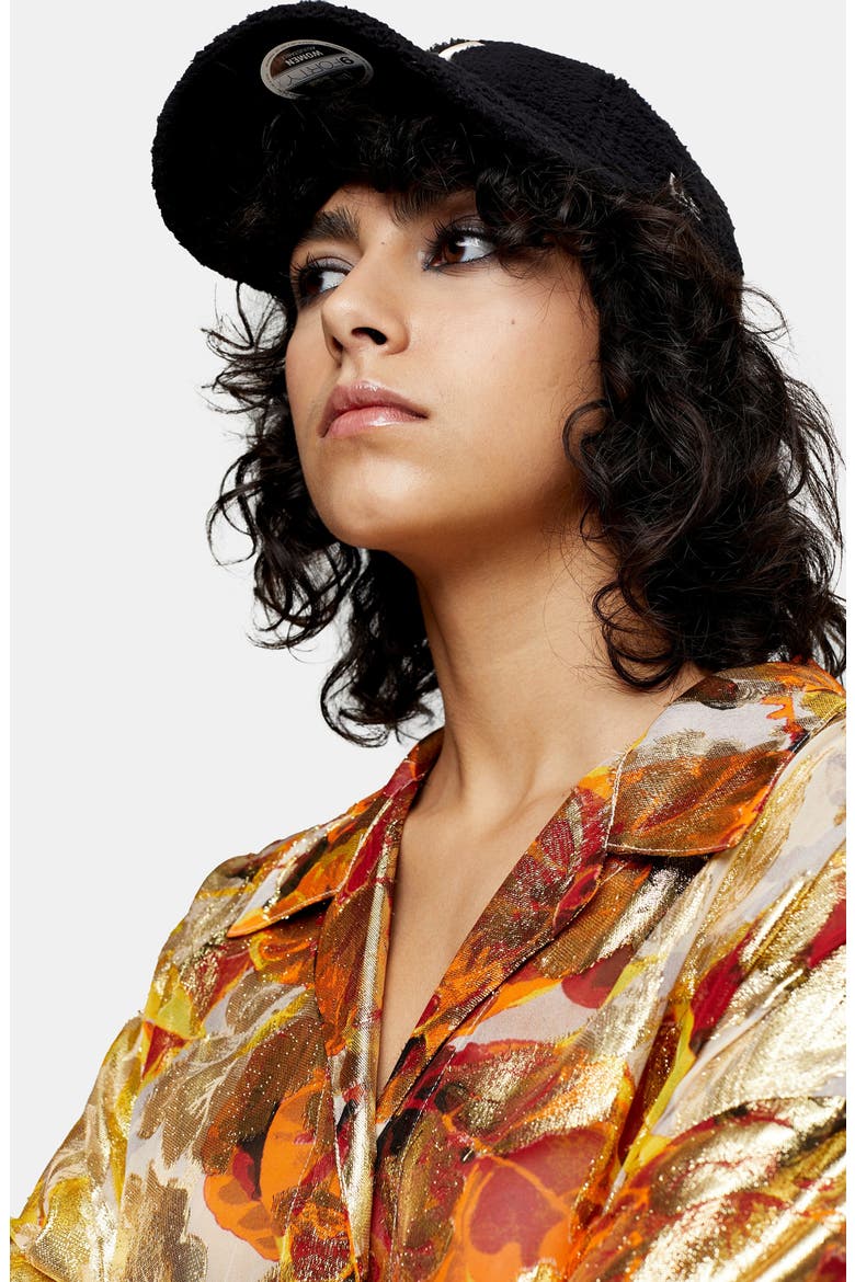 Metallic Jacquard Split Shirt, Alternate, color, GOLD MULTI