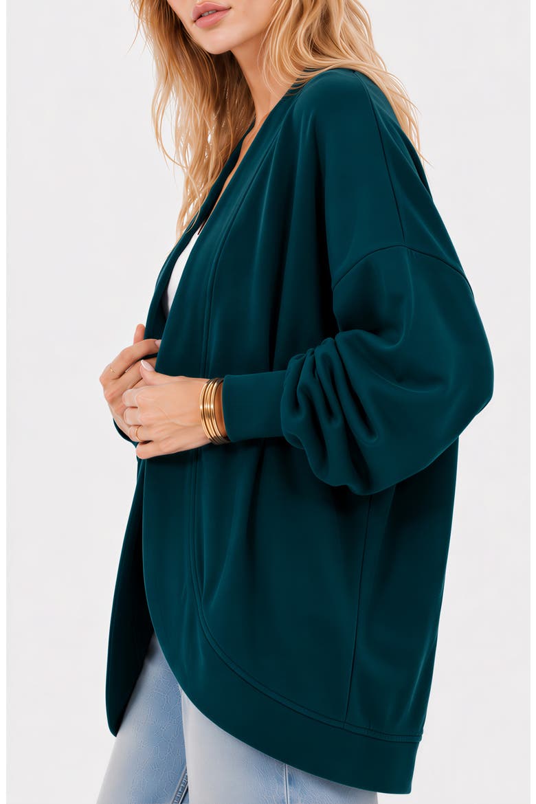 Contrast Piped Cardigan, Alternate, color, TEAL