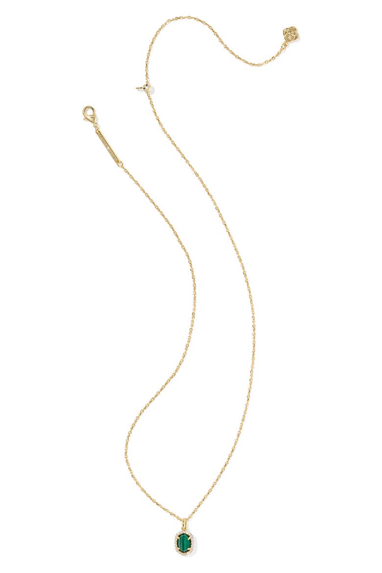 Daphne Crystal Frame Pendant Necklace, Alternate, color, GOLD GREEN MALACHITE