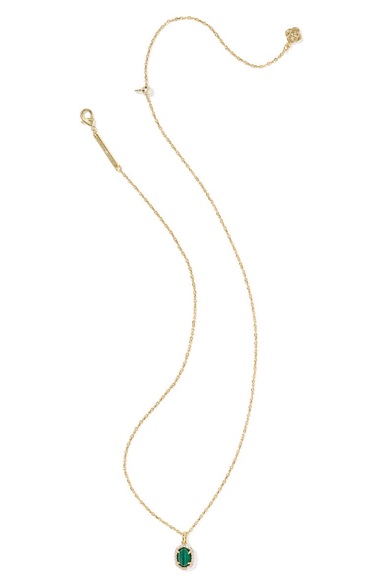 Kendra Scott Daphne Crystal Frame Pendant Necklace, Alternate, color, Gold Green Malachite