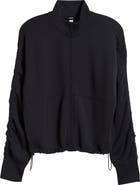 Zella Ultrasoft Ruched Sleeve Front Zip Knit Jacket