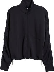 Zella Ultrasoft Ruched Sleeve Front Zip Knit Jacket