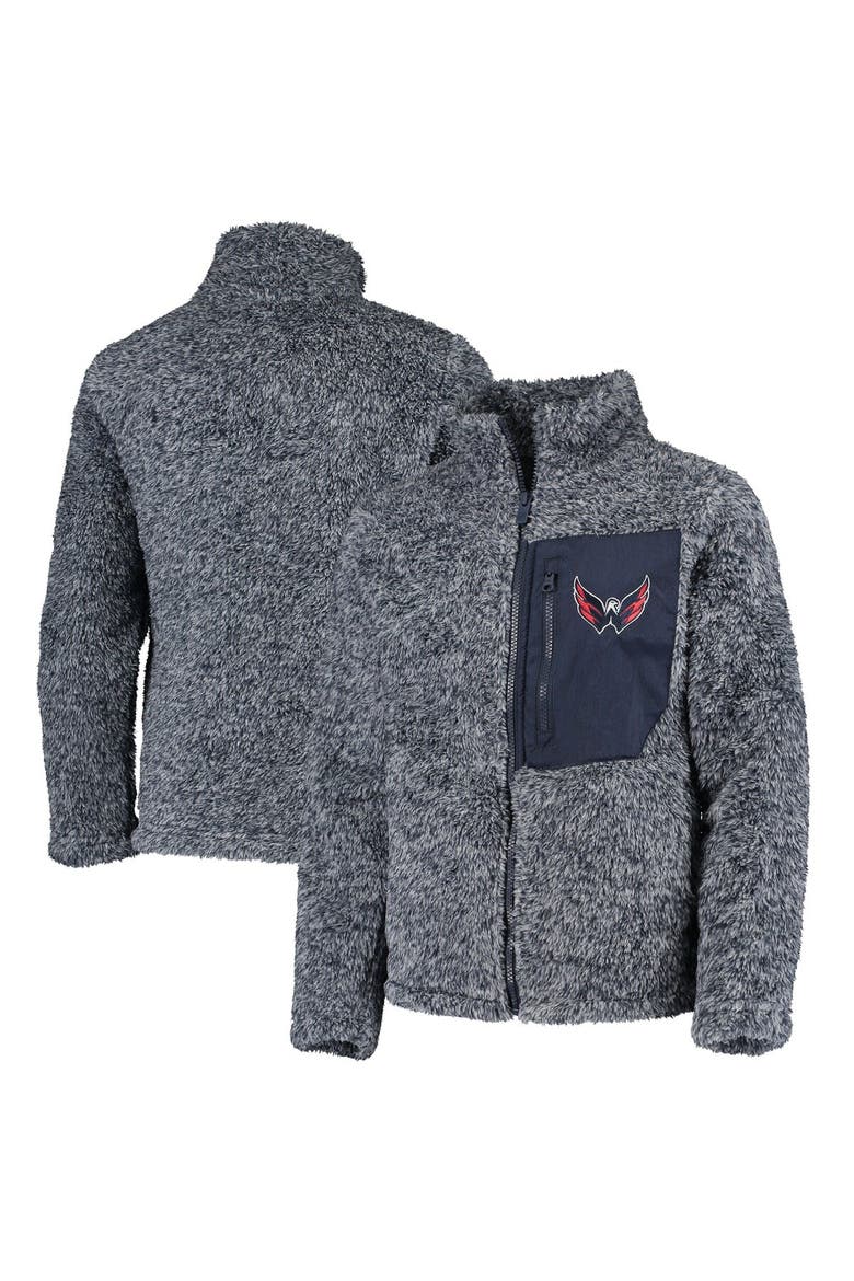 Girls Youth Navy Washington Capitals Fan Gear Sherpa Full-Zip Jacket, Main, color, Navy