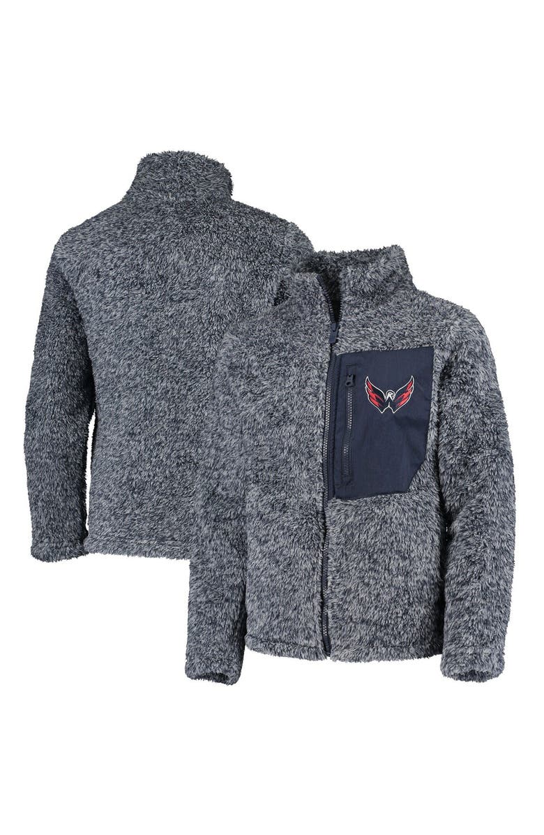 Outerstuff Girls Youth Navy Washington Capitals Fan Gear Sherpa Full-Zip Jacket, Main, color, Navy