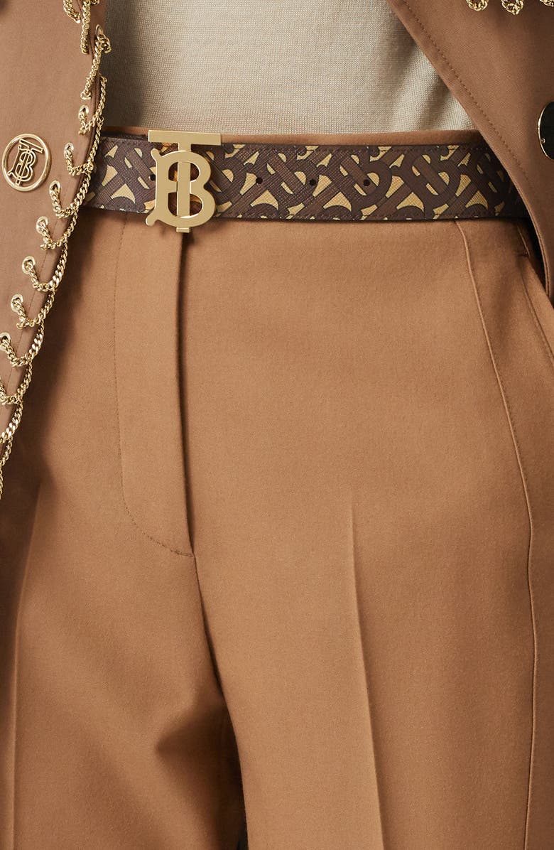 Burberry Monogram Stripe E-Canvas & Leather Belt, Alternate, color,