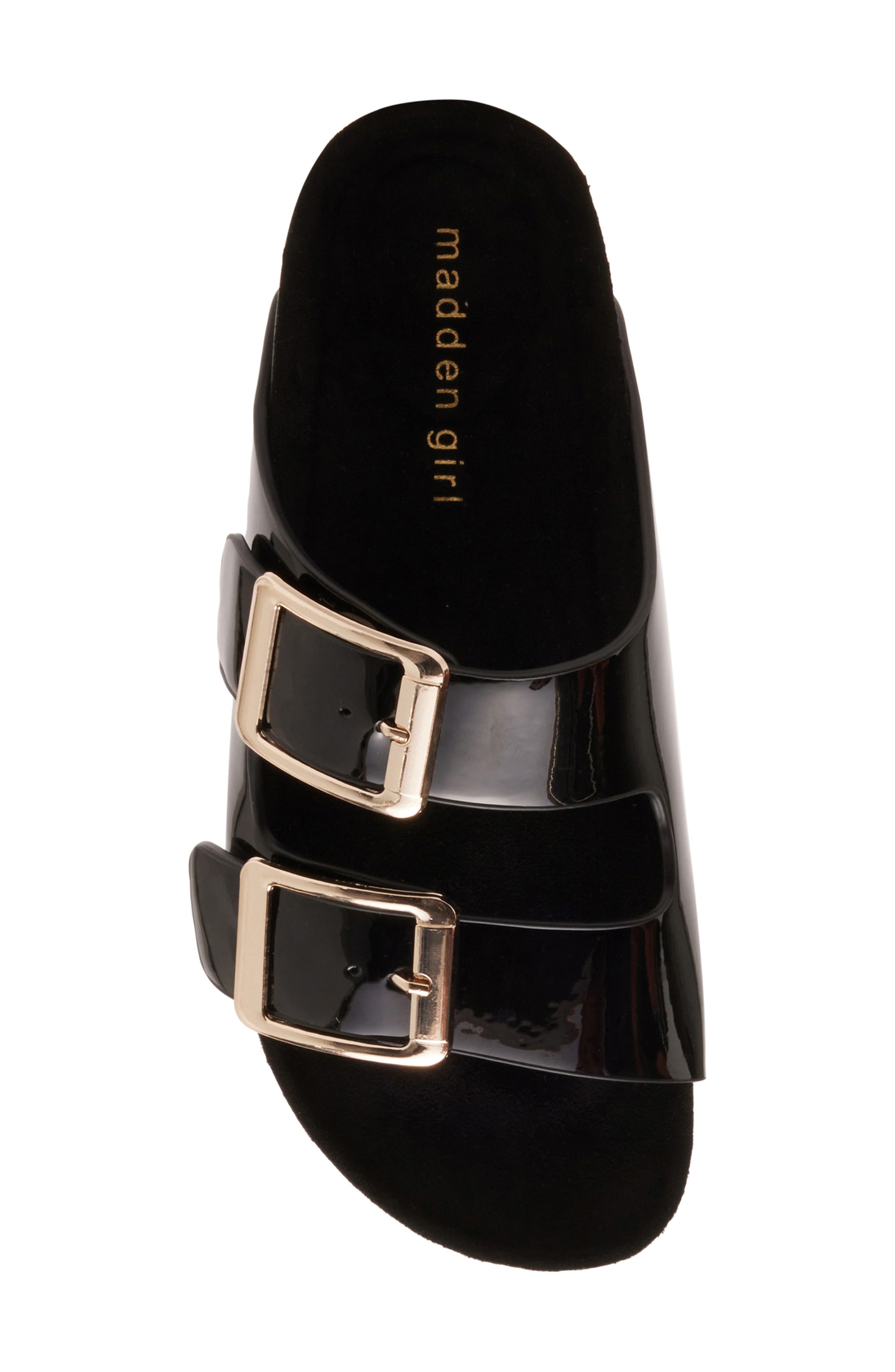 Madden Girl Bodiee Slide Sandal, Alternate, color, Black Patent