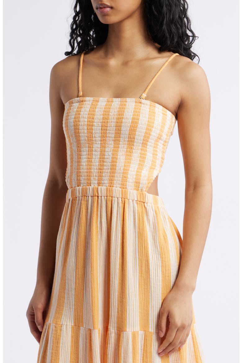 Premium Surf Stripe Tiered Cotton Maxi Dress, Alternate, color, MANGO